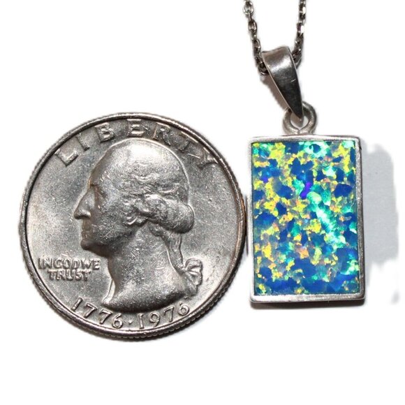 Sterling Silver Faux Opal Necklace - Picture 3 of 7